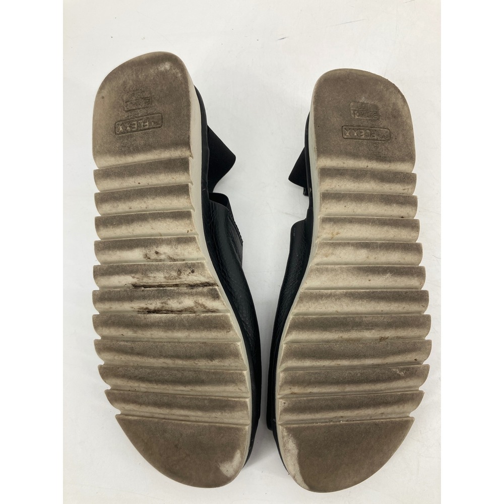 The FLEXX Slingback Sandals Womens 9 Black Good Leather Platform Elastic Strap - Picture 6 of 9